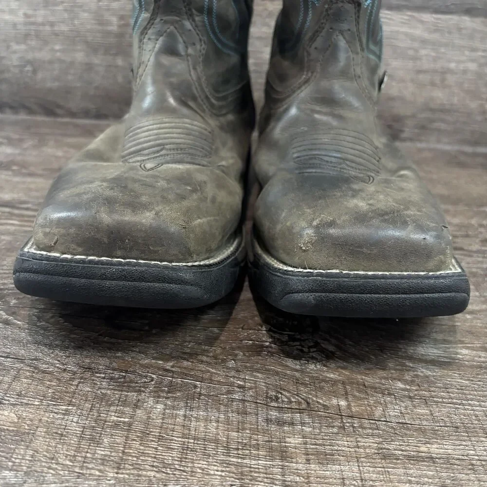Justin Stampede Rush Boots Men's 13EE Brown Leather Steel Toe Waterproof